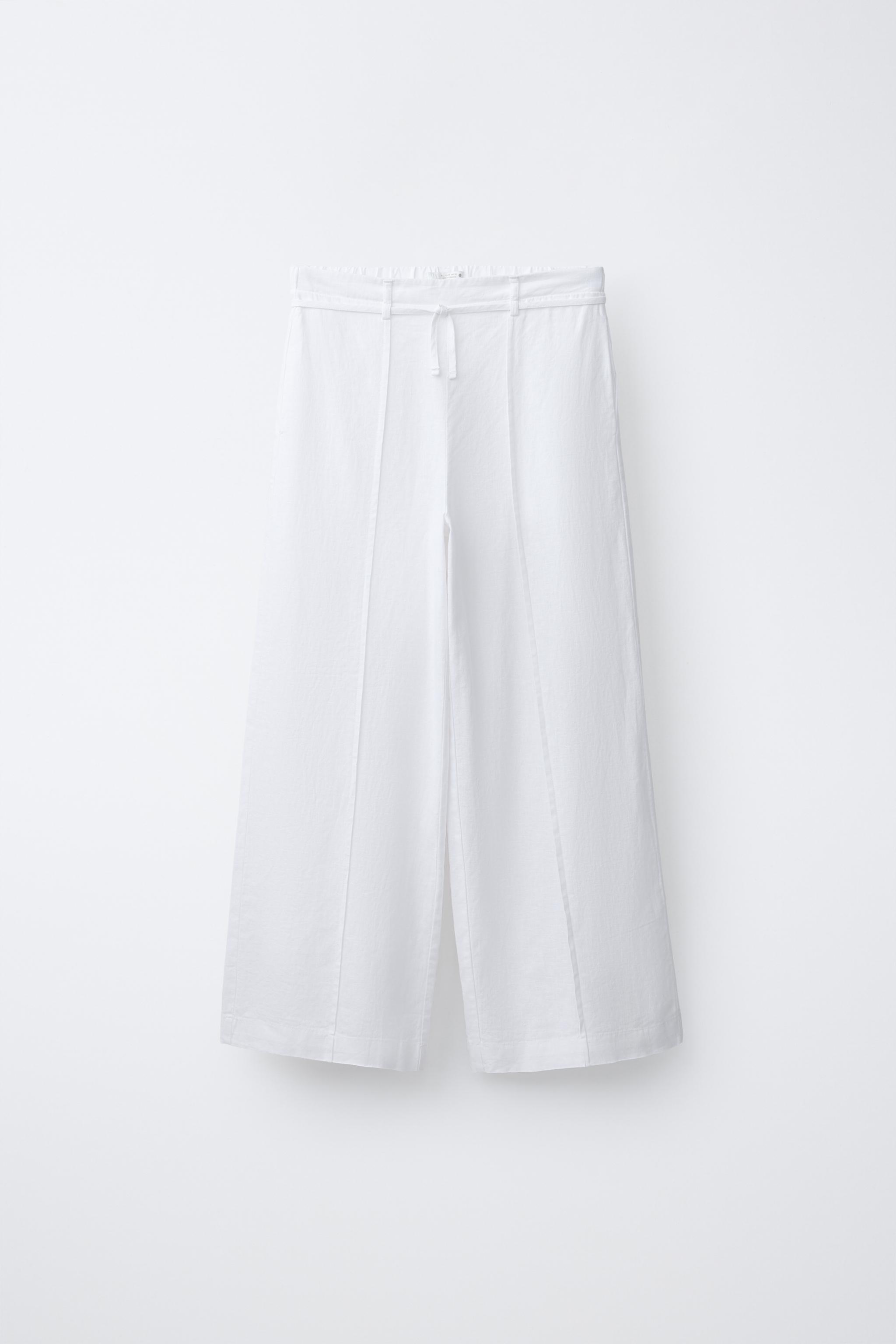 PANTALON WIDE LEG À CORDON AVEC LIN
